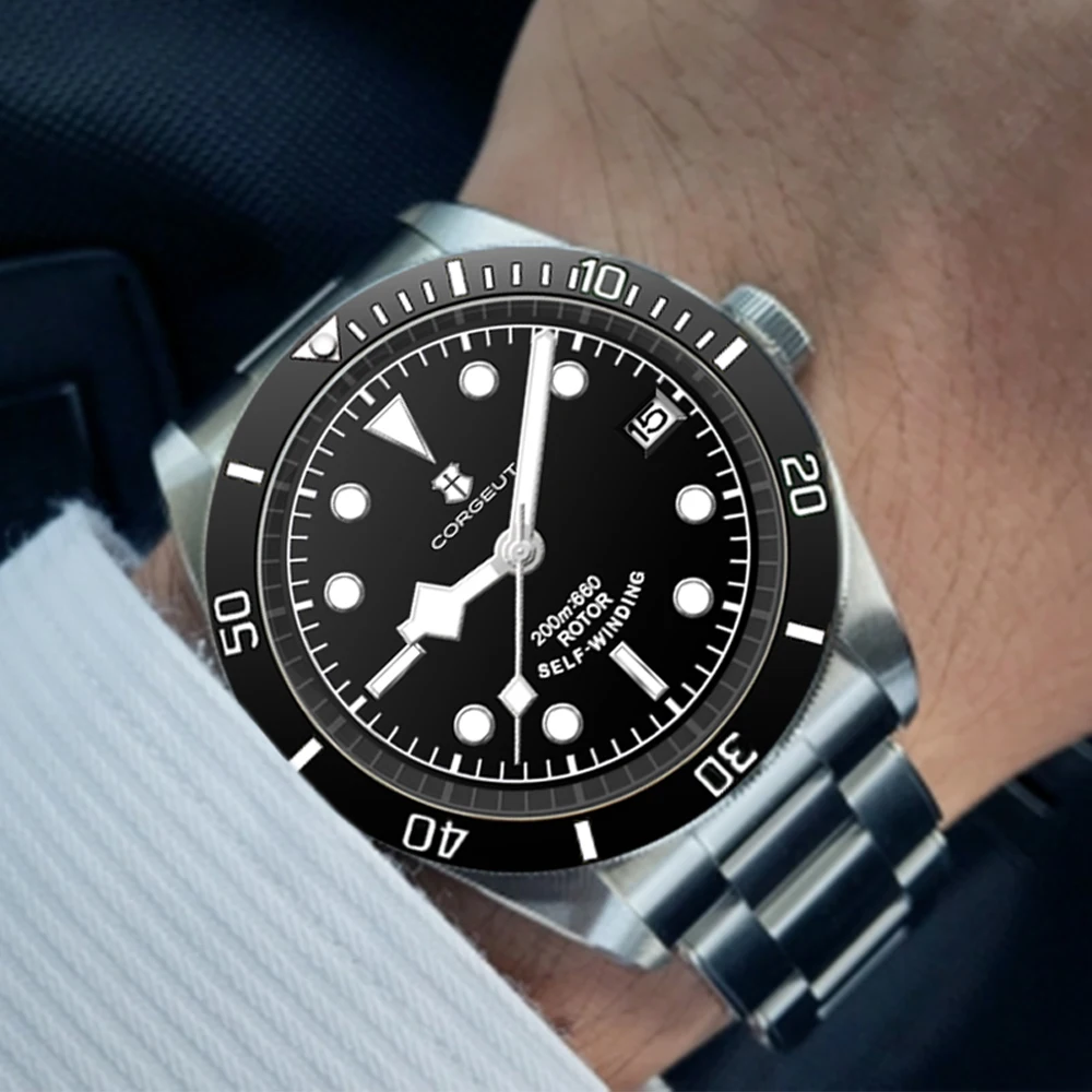 Мужские водонепроницаемые часы с сапфировым стеклом, с датой