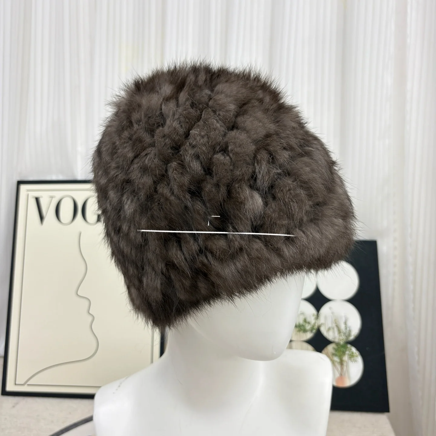 autumn-winter-thickened-plush-rabbit-fur-hat-scarf-set-casual-geometric-pattern-luxury-feel-hat-scarf-combo-chinese-brand
