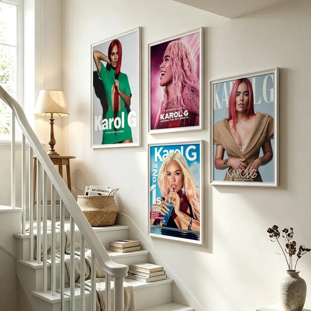music Karol G Poster Poster HD Waterproof Self-adhesive Art Print Wall Decor for Bedroom Living Room Gift