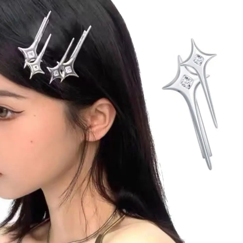 

Temperament Metal Hairpins Diamond Silver Side Clip Hair Clips for Women Women