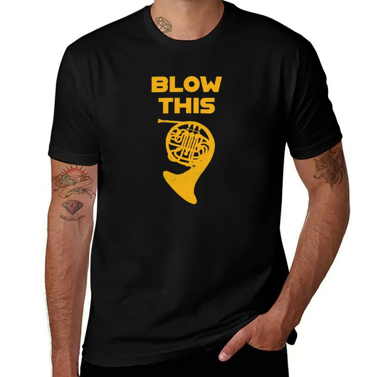 French Horn Blow This T-Shirt Plus Size Gym Sports T-Shirt