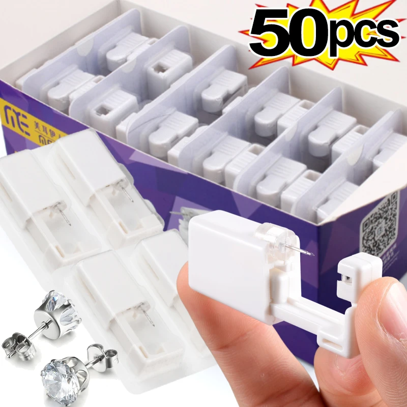 1/50pcs Ear Piercing Gun Disposable Disinfect Safety Earring Piercer Kit Studs Nose Ring Piercing Machine Body Jewelry Tools