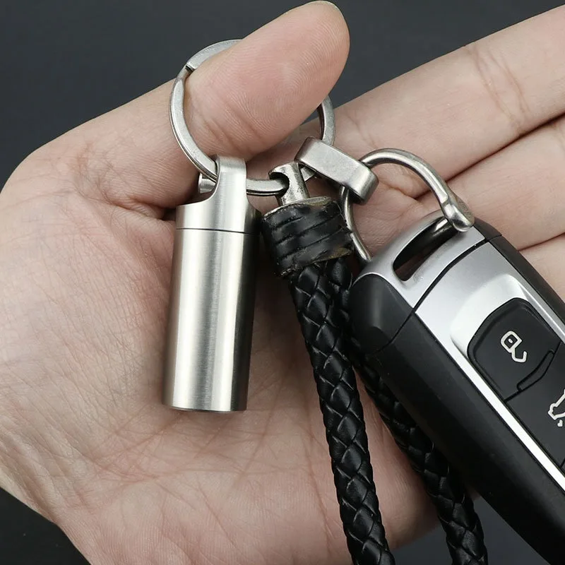 Waterproof Stainless Steel Capsule Outdoor Survival Pill Box Container Seal Bottle Medicine Storage Tank with Necklace