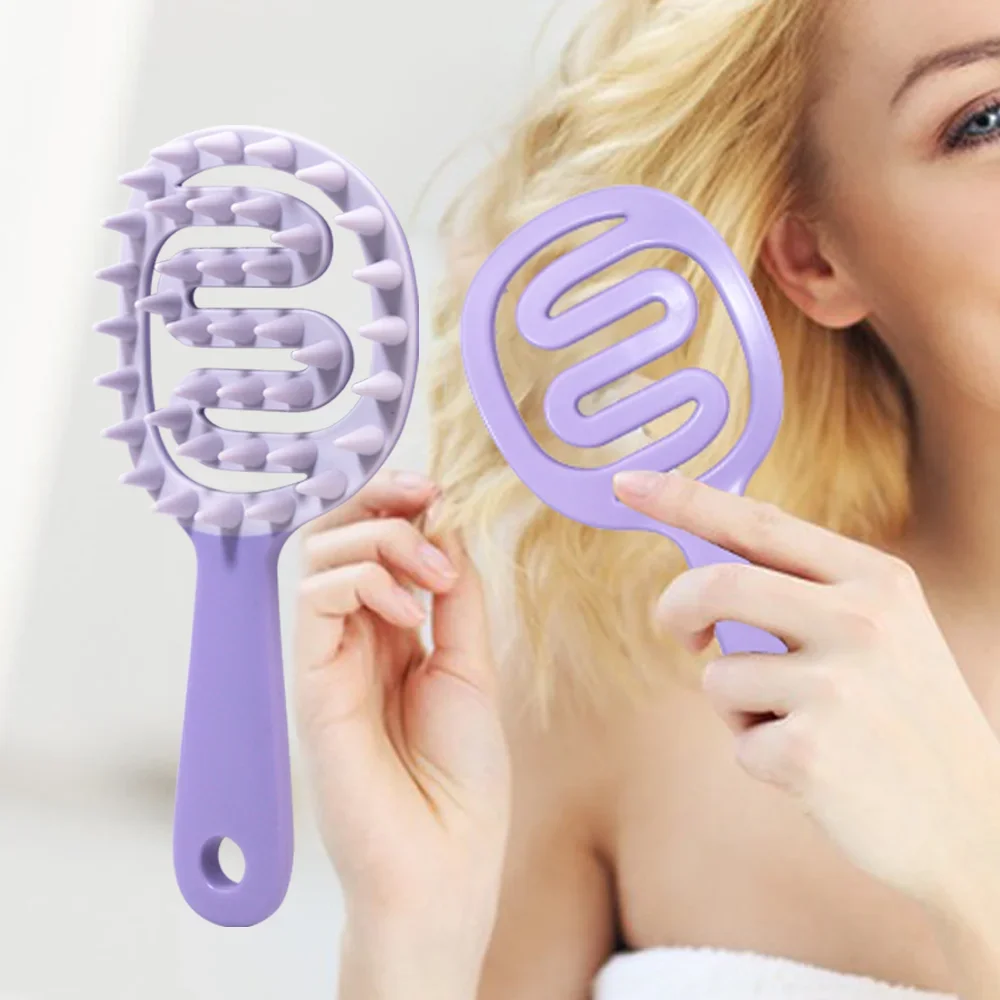 

Long Handled Shampoo Comb Soft Silicone Scalp Meridian Massage Brush Dry Wet Dual Use Detangling Shower Brush HairdressingTools