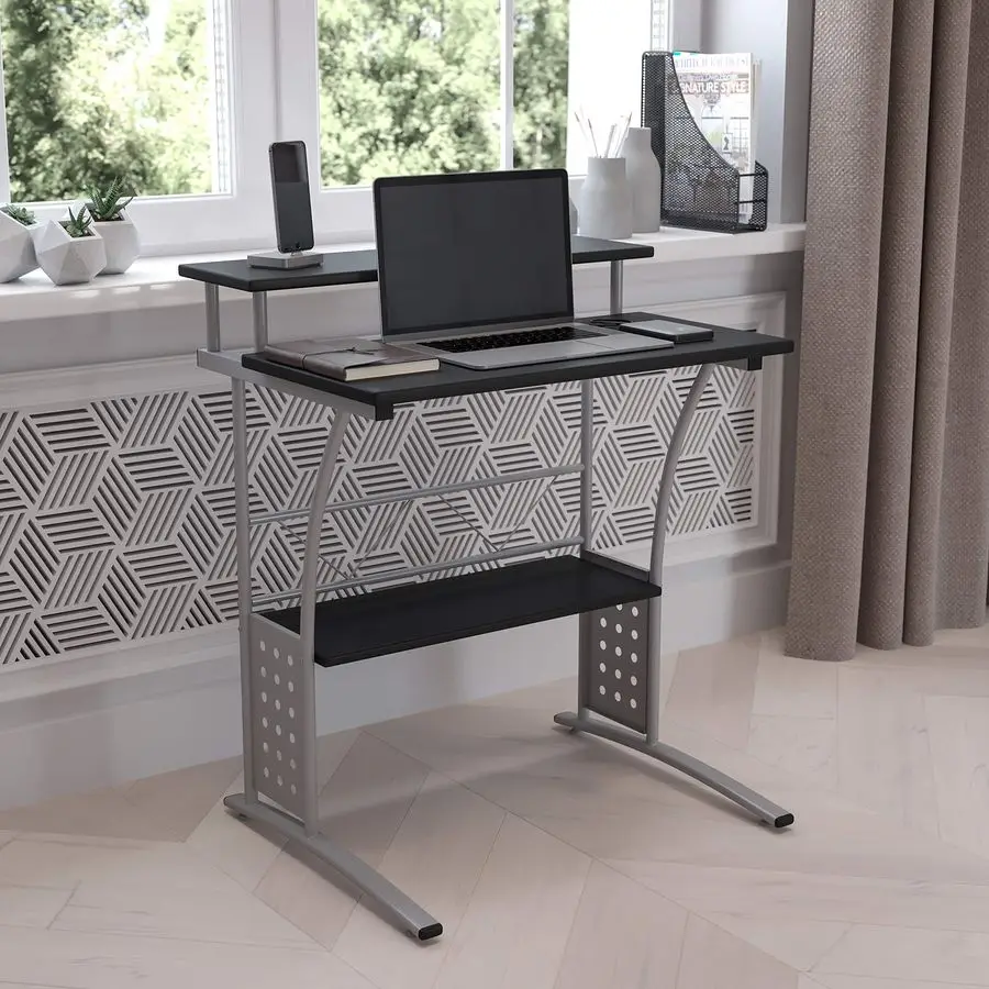 Clifton Modern Office Computer Desk with Top and Bottom Storage