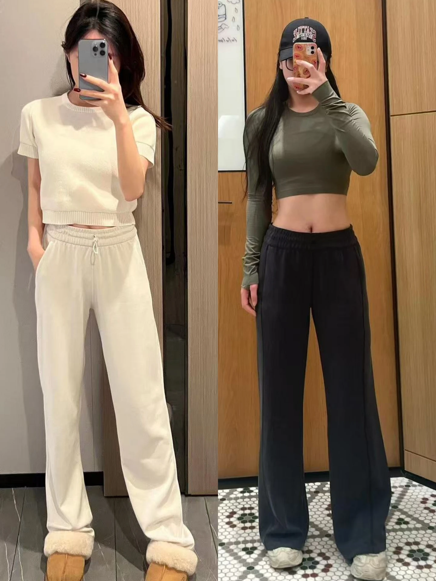 Thiened Fce Yoga Pants High Waist Straight Leg Casual Women's Long Trousers Spor Sle Warm Lycra Nylon Fabric