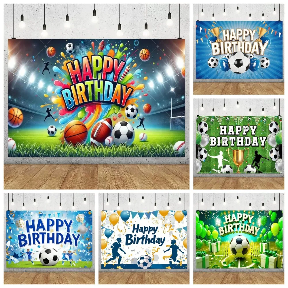 

Football Themed Birthday Party Photography Background, Football Field Boy Birthday Decoration Banner Photography Studio Backdrop