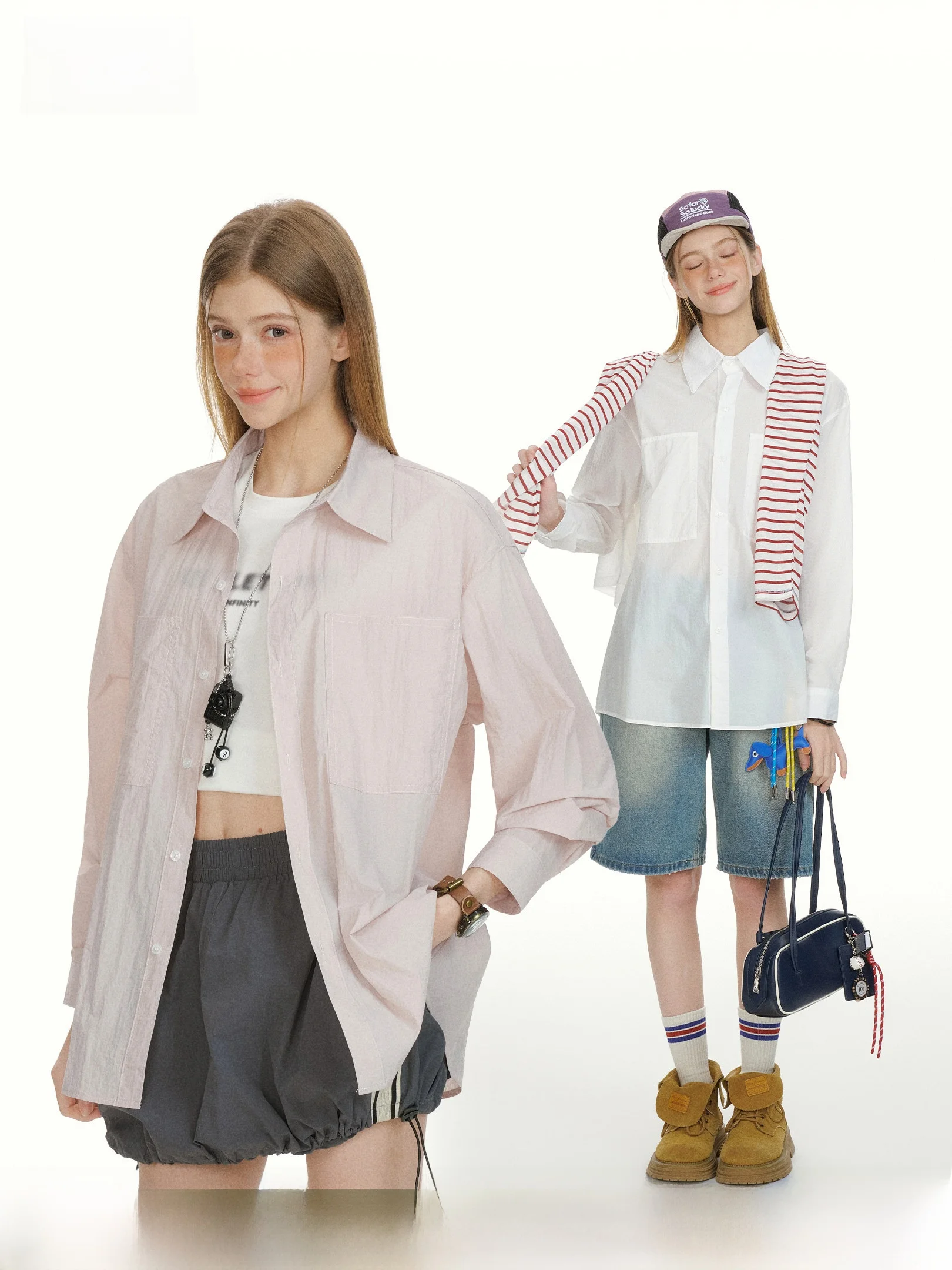 

Beetle Town American Loose Lightweight Women's Sunscreen Breathable Top Layered Versatile Commuting Shirt Casual Style