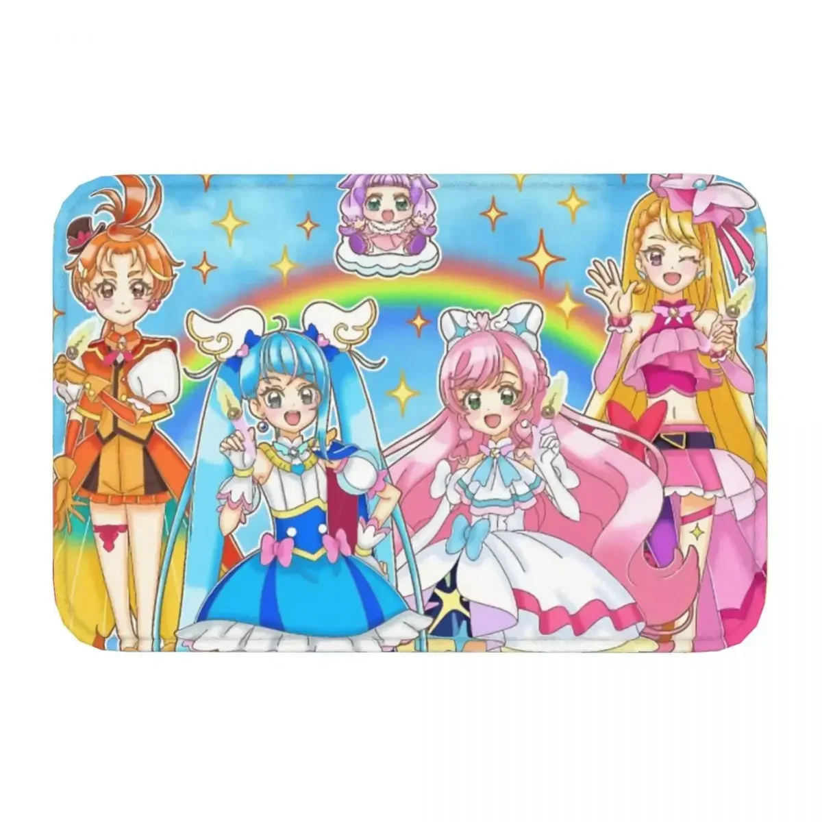 Pretty Cure Precure Princess Anime Non-Slip Carpet Hirogaru Sky Wing Butterfly Prism Sky Cool Doormat Bathroom Mat Floor Rug