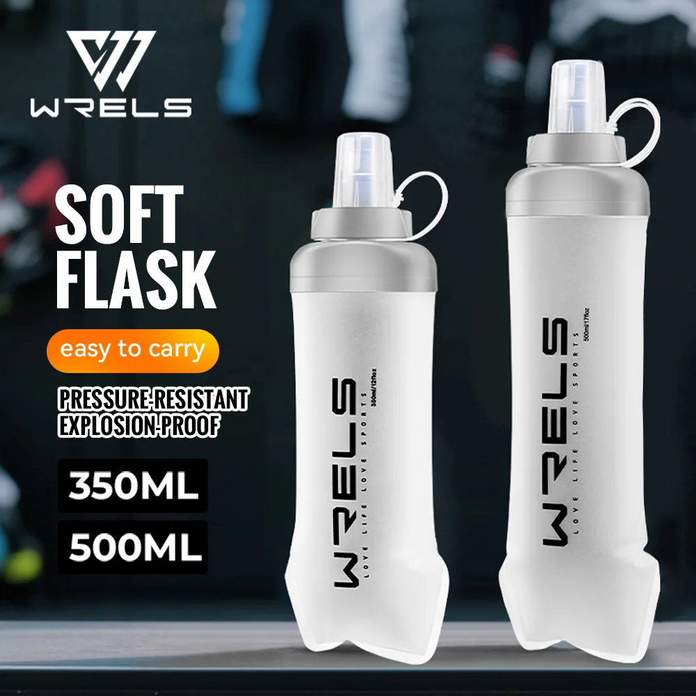 Image of WRELS Weiche Faltbare Wasserflaschen Outdoor Zusammenklappbare Leichte Lauf-Wasserflasche TPU BPA-Frei Camping Faltbare Wasserflasche