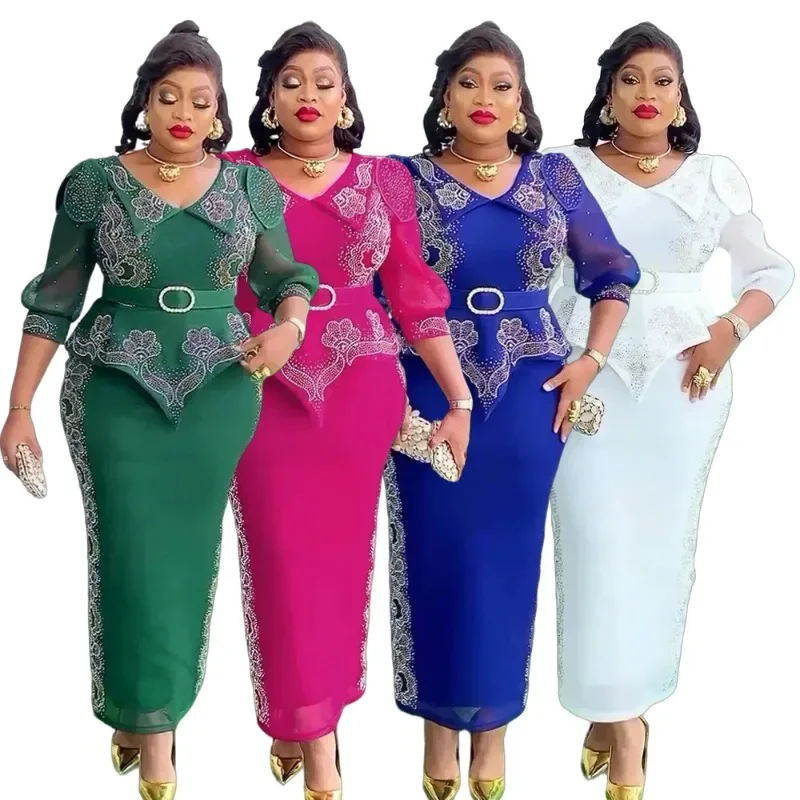 2025 vestidos africanos elegantes para mulheres roupas africanas plus size festa de casamento longo vestido de natal dashiki ancara outfits robe