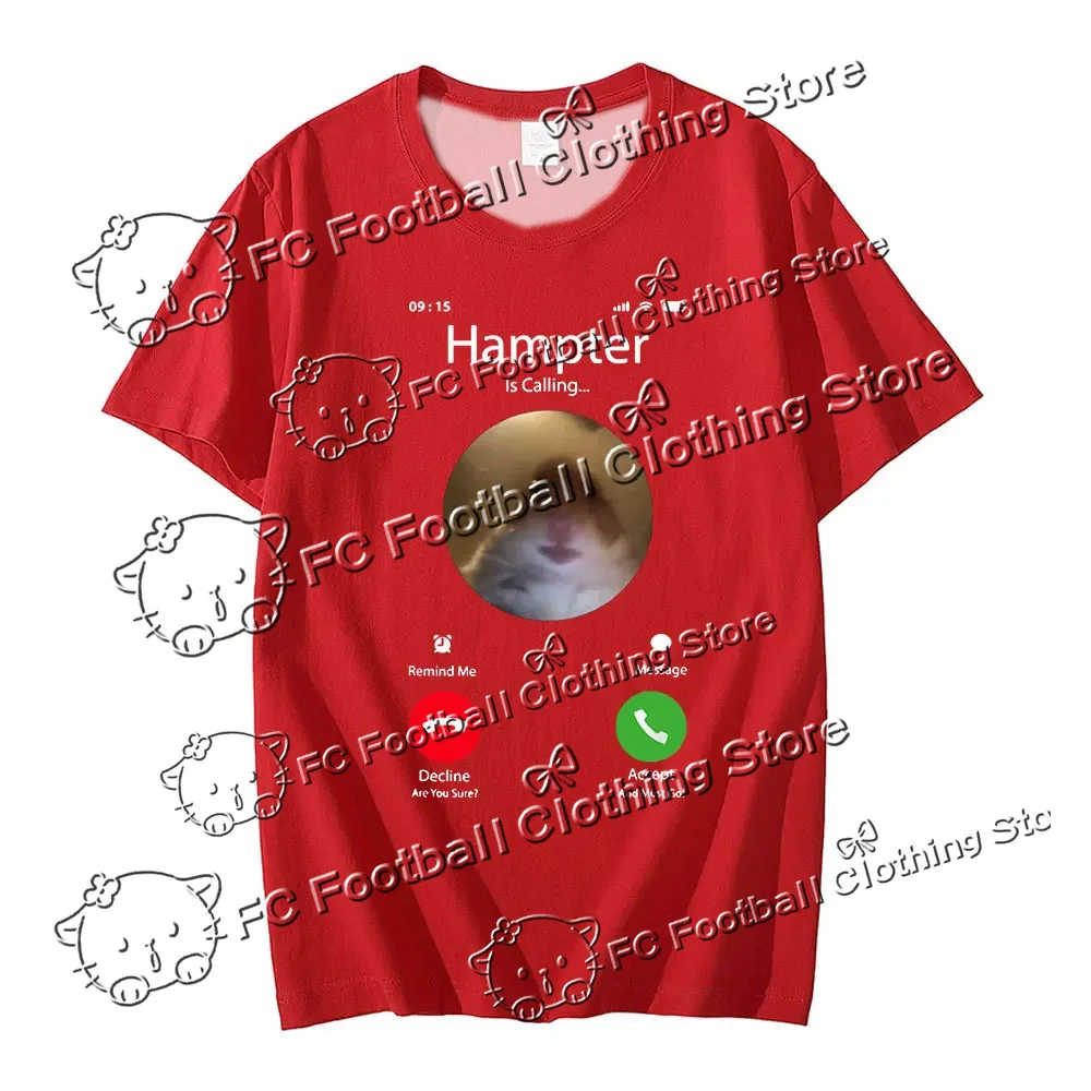 

Dank Meme Hamster Staring Front Camera Hampter Calling T-shirt Fashion Short Sleeve T-shirts Oversized Streetwear Unisex