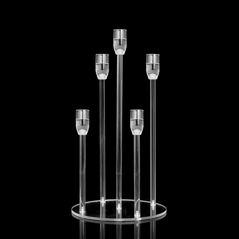 5 Arms Taper Candle Holder Acrylic Candelabra, Centerpieces for Party, Home Decor, Christmas Decoration, Wedding Event Party