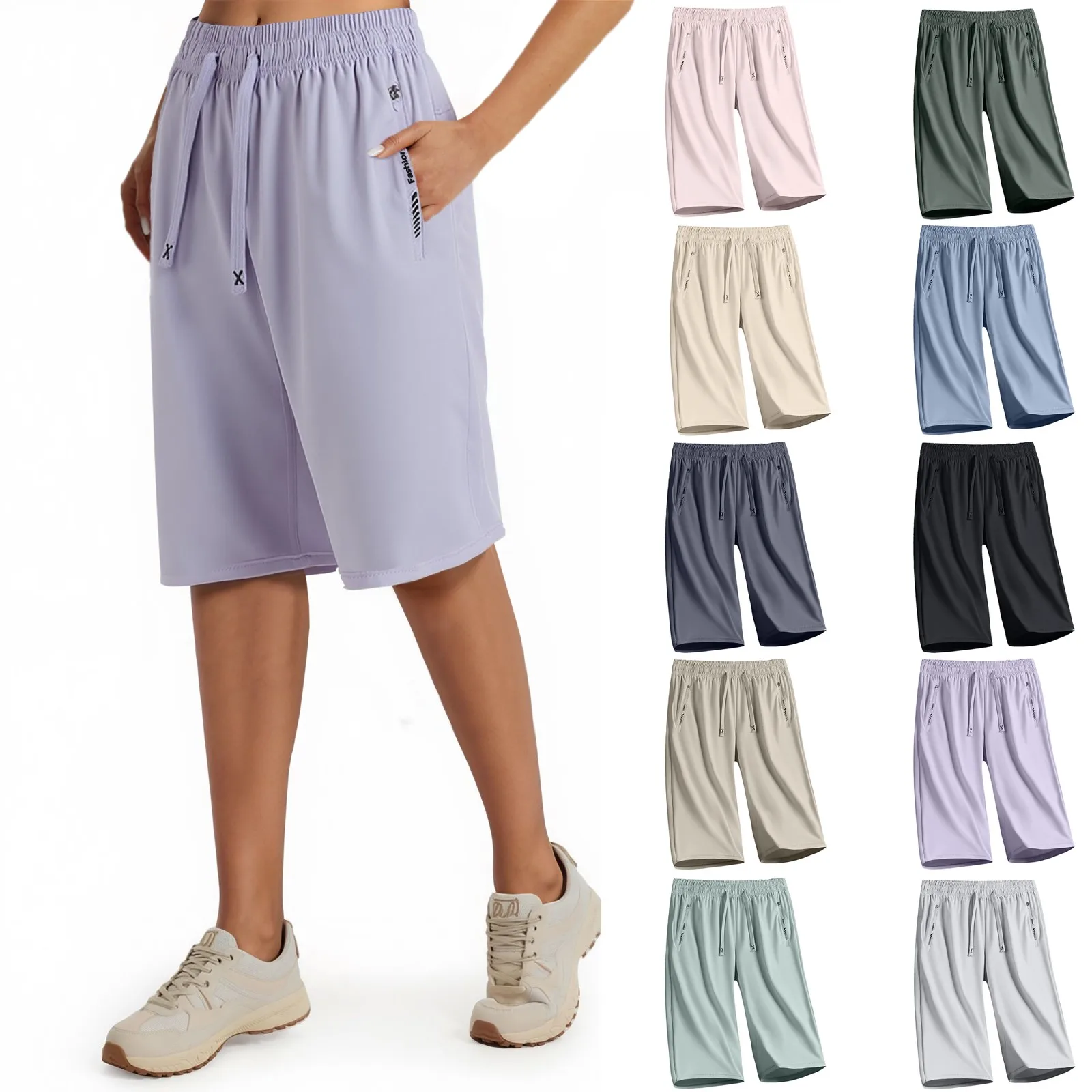 

2025 Trunks Women's Summer Loose-fit Five Length Pants Casual Stretch Running Pants Korean Quick Drying Summer Pants
