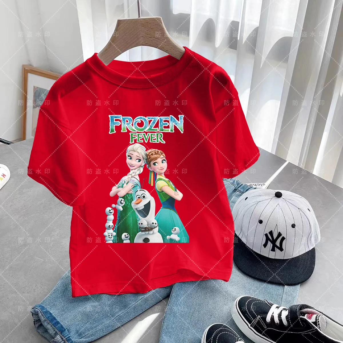 

New Disney Summer Playful Snow Girl T-shirt Princess Elsa Creative Printed Flower Street Y2K Casual Top Outdoor Sports cartoon t