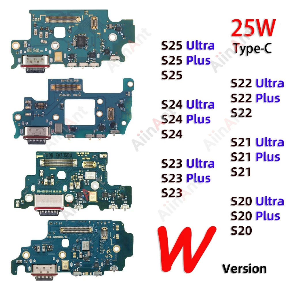 USB Mic Board Dock Connector Charging Port Flex Cable For Samsung Galaxy S25 S24 S23 S21 S20 Plus Ultra G996W G998W S901W S906W
