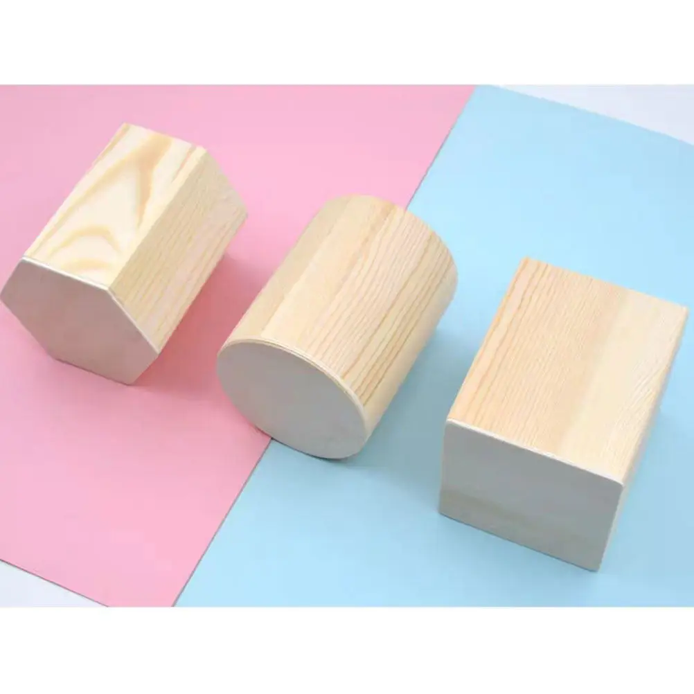 

3 pcs Wooden Pencil Holder Thickened Eco-Friendly Desk Organizer For Pen Ruler Scissor Storage Diy Unfinished Solid Color Pencil