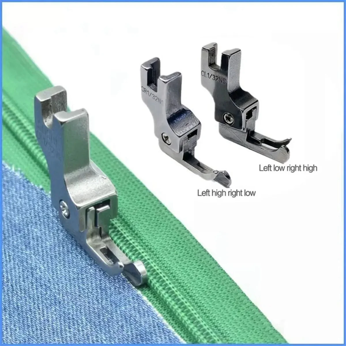 Pied de biche universel pour machine à coudre, 2 pièces, guide étroit, industriel, point de serrure, fermeture éclair, CR1/32NS(0.1)