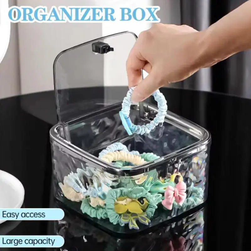

Hair Accessories Clear Organizer Storage Box With Lid for Girls Home Desktop Jewelry Bathroom Accessories Storage Box