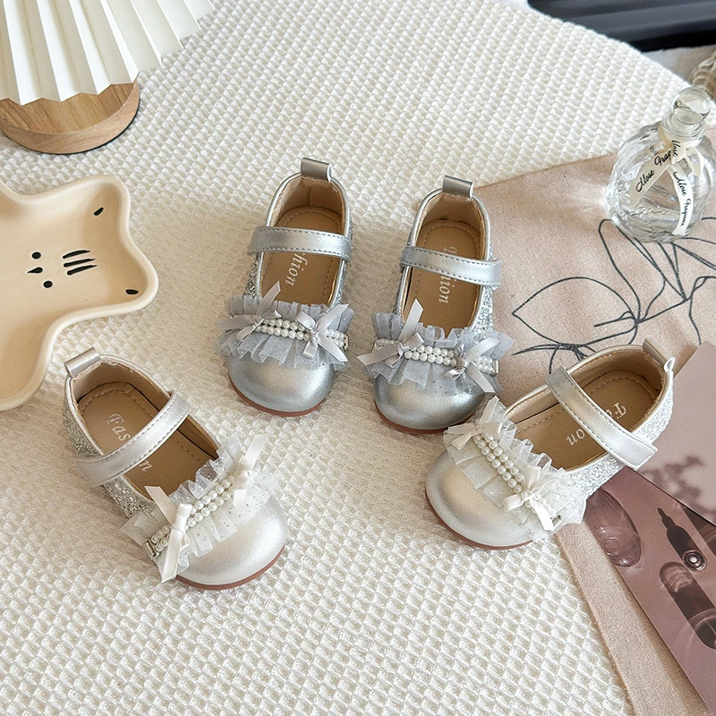 

2025 Spring Autumn New Children Leather Shoes for Girls Fashion Korean Style Soft Bottom Anti-slippery Versatile Princess Shoes