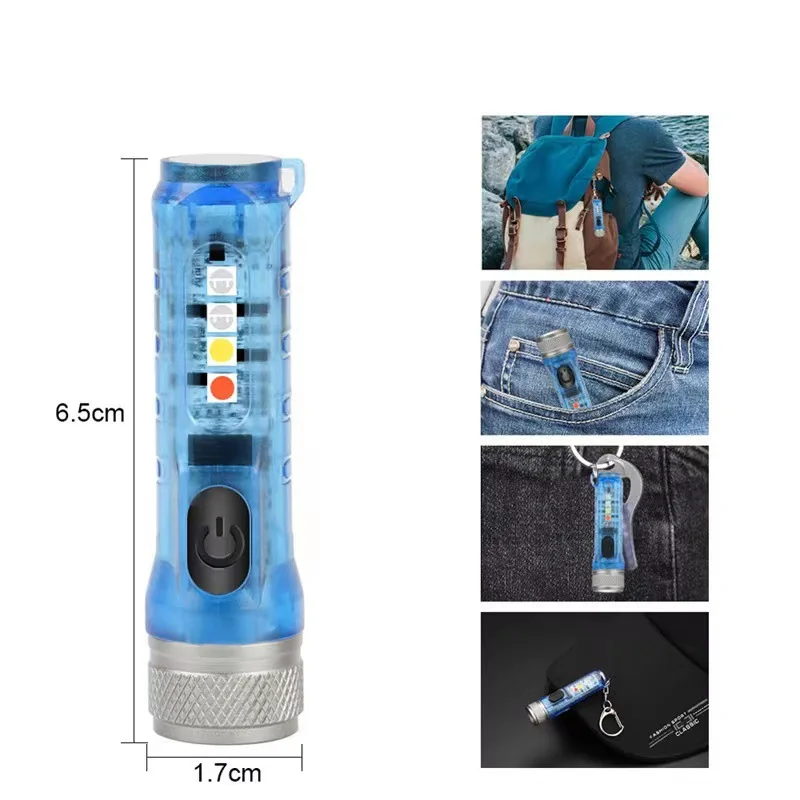 L2 Mini Flashlight Multi-function Waterproof Keychain Light SST20 LED Portable Waterproof Magnetic Warning Camping Torch Light