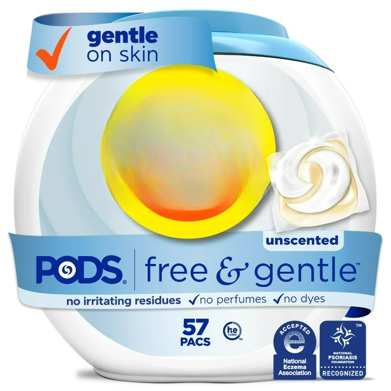 

Капсулы для стирки PODS, без отдушек, гипоаллергенные, 57 штук