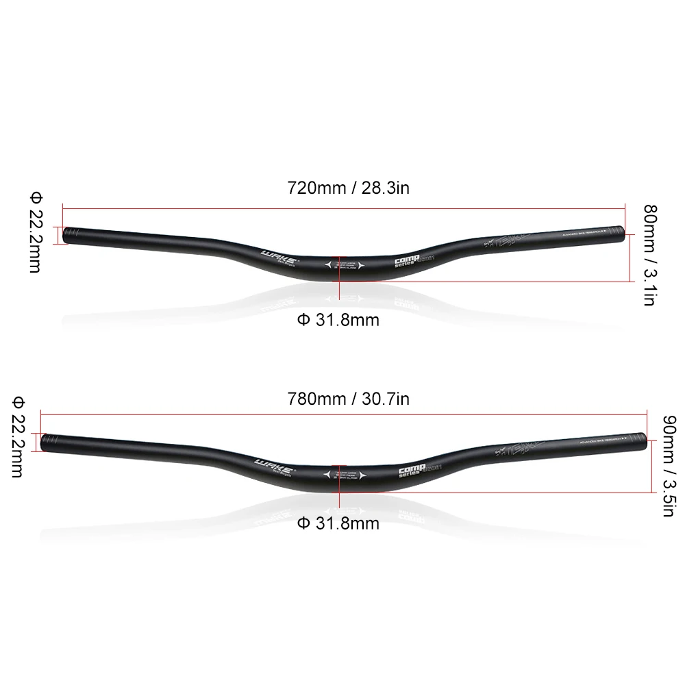 WAKE 31.8MM Bicycle Handlebar Aluminum Alloy Bike Riser Bar 720/780mm Ultralight Bicycle Handlebar for MTB Road Bike Handle Bar
