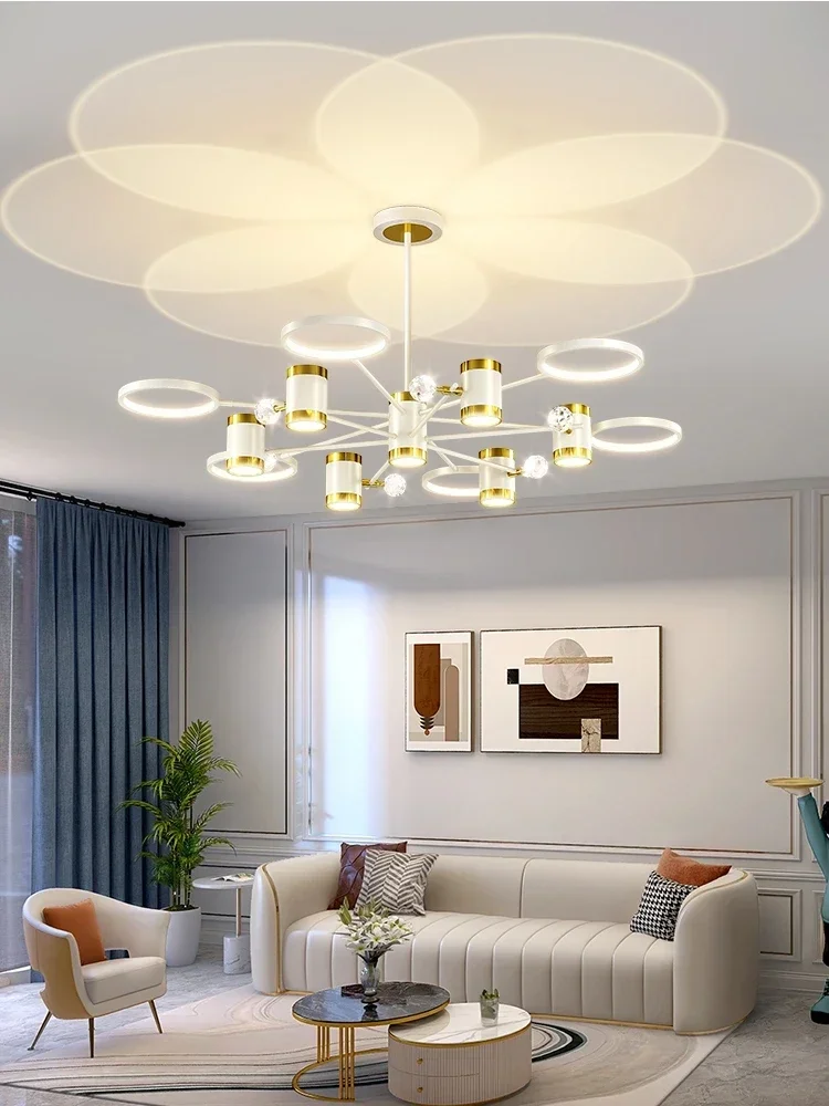 Living Room Chandelier 2023 New Modern Simple and Light Luxury Projection Lamp Creative Art Lamps Whole House Combination