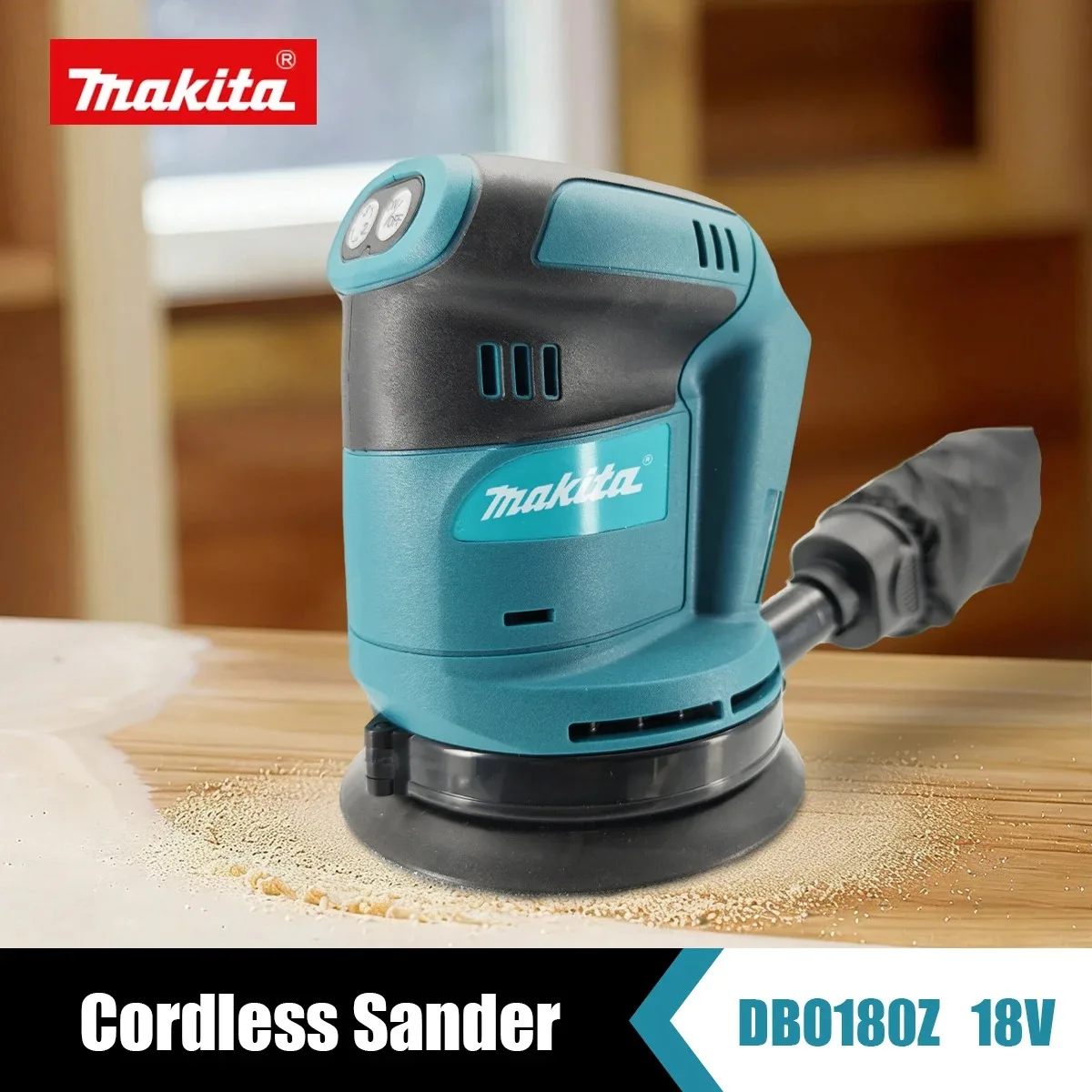 Makita DBO180Z 18V Brushless Cordless Orbital Sander With Dust Bag For Wood Carpentry Varnish Polishing Work