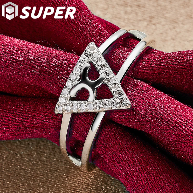 خاتم مثلث من الفضة الإسترليني عيار 925 للرجال، مجوهرات ساحرة لحفلات الزفاف والخطوبة