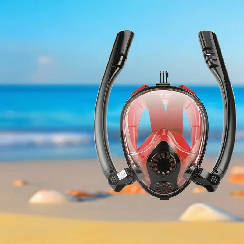 Adultos Profesionales 180 °   Máscara de snorkel de cara completa, visión panorámica de ojos anchos, antivaho avanzado, a prueba de fugas, aventuras subacuáticas