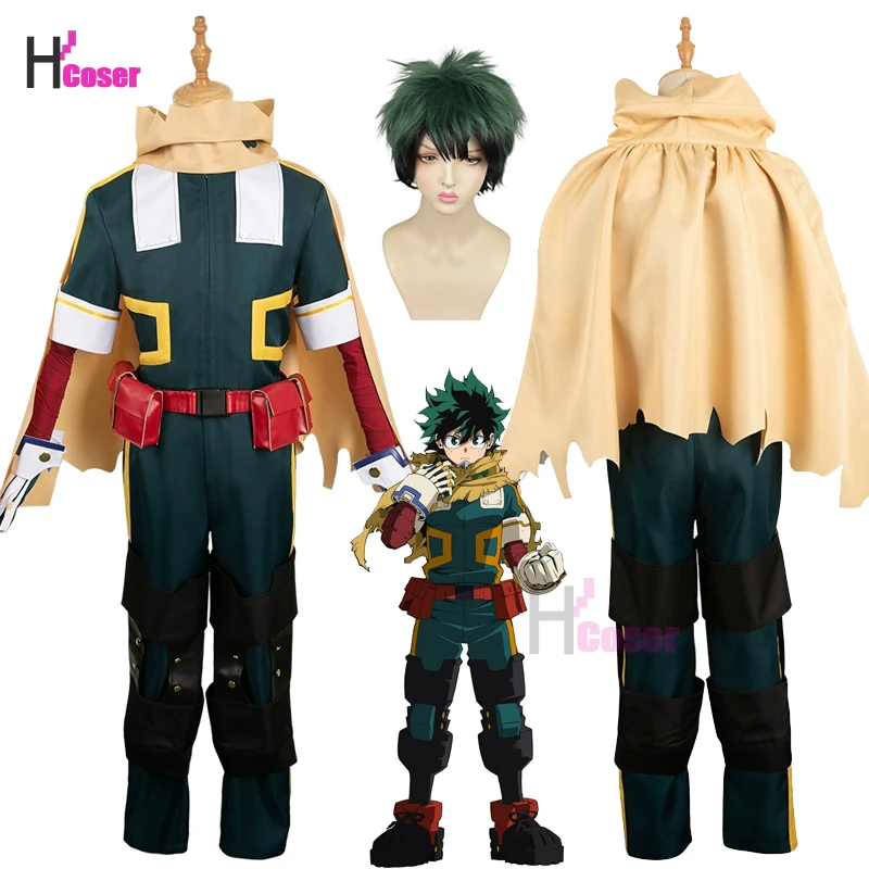 ‌ Disfraz de My Hero Academia Deku Midoriya Izuku Gamma, conjunto completo con peluca y guantes, traje de Anime Unisex para Halloween y Comi