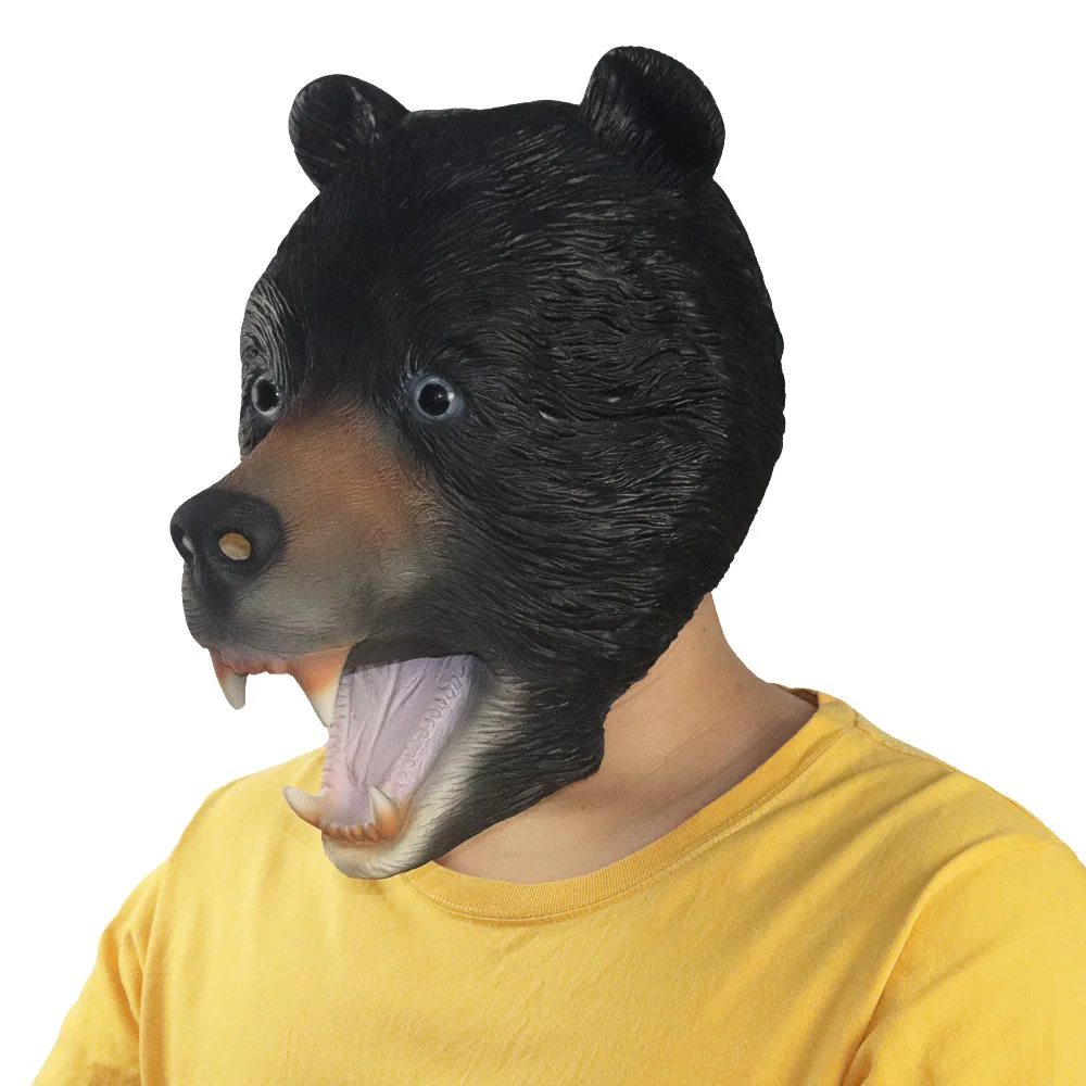 Máscara de oso de látex para hombres, máscara de cara completa para mejorar la mascarada, Cosplay Rave, cubierta de cabeza de Animal divertido, disfraz de terror para Halloween