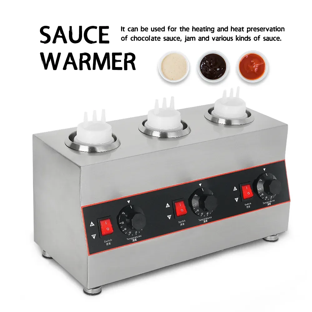 Sauce Warmer Commercial Chocolate Warming Machine Stainless Steel Electric Soy Jam Heater Filling Machine 1/2/3 Bottles 110V220V