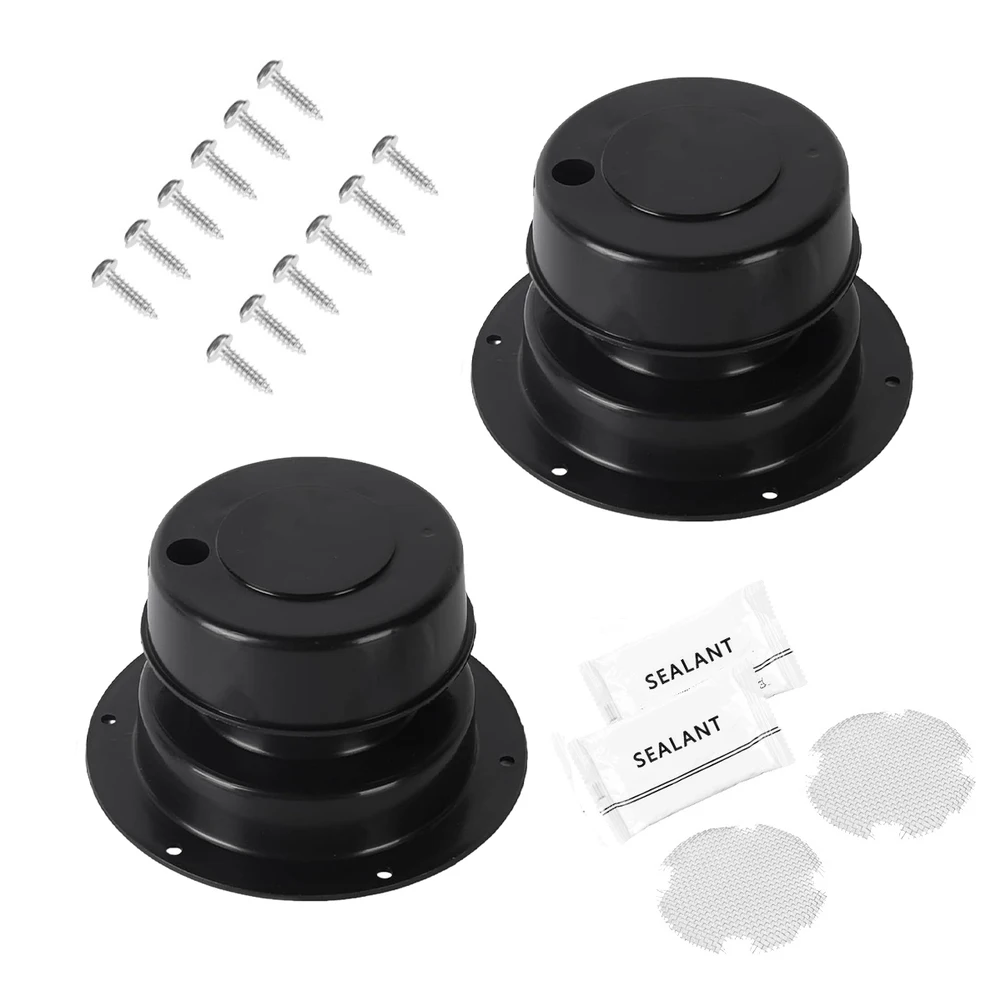 2Pcs RV Roof Vent Cover For Sewer Pipe Port Cap With Screws Filter Screen For Motorhome Yacht Trailer Drainage Parts