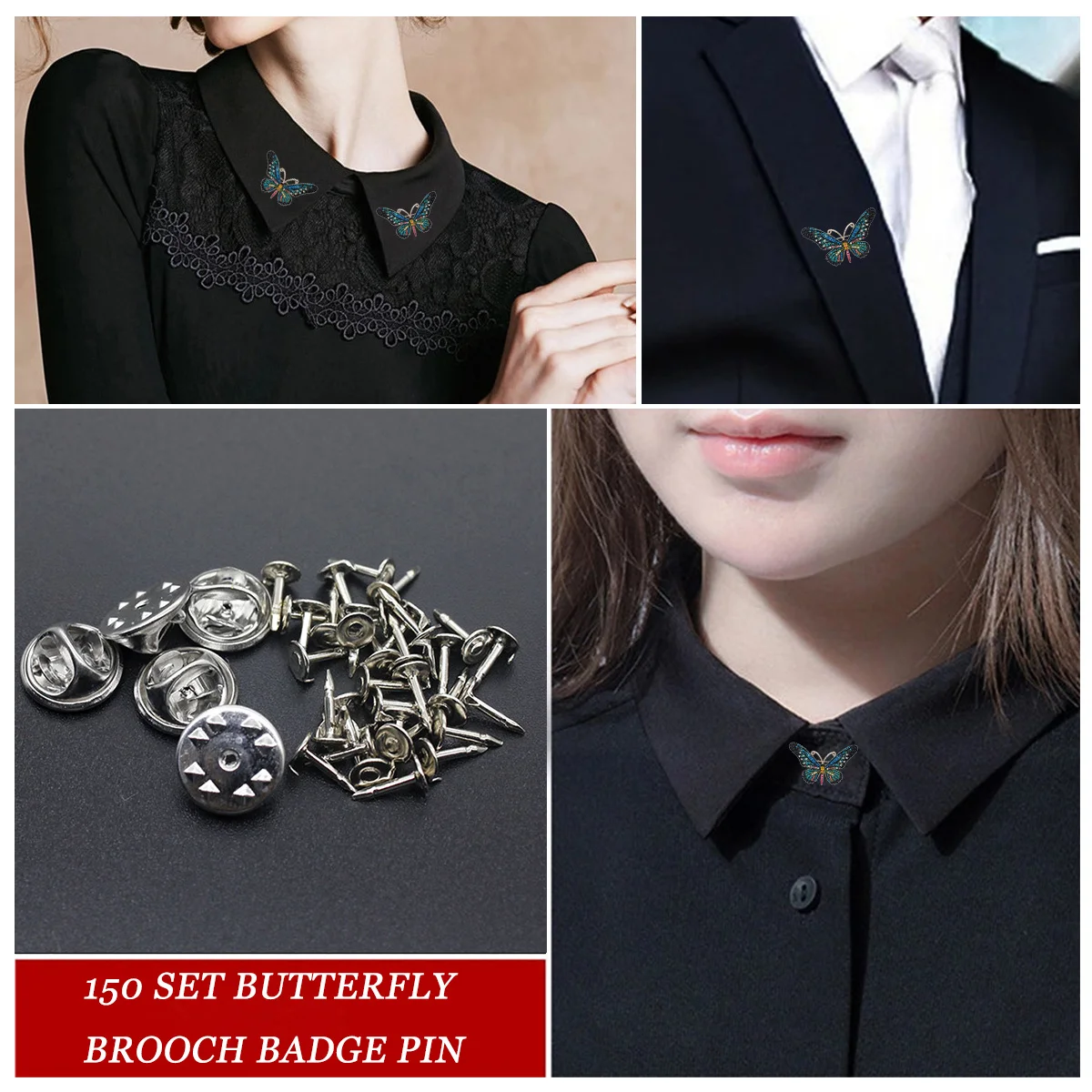 

150Set Pure Copper Pin Caps Thickened Clutch Back Badge Clips Easy Use for Lapel Tie Tack Brooch Craft Projects Mixed Colors