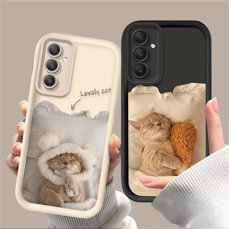 Funny Lovely Cat Silicone Case for Samsung Galaxy A35 A55 A15 A25 A16 A06 A05 A05S A24 A13 A23 A12 A22 A32 A52 A71 A51 4G Cover