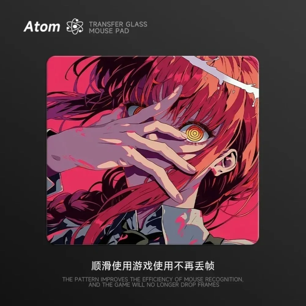 ATOM デスクアクセサリー強化ガラスマウスパッドデスクマット FPS ゲーミングマウスパッドカスタムパーソナライズされた漫画アニメゲーマーギフト