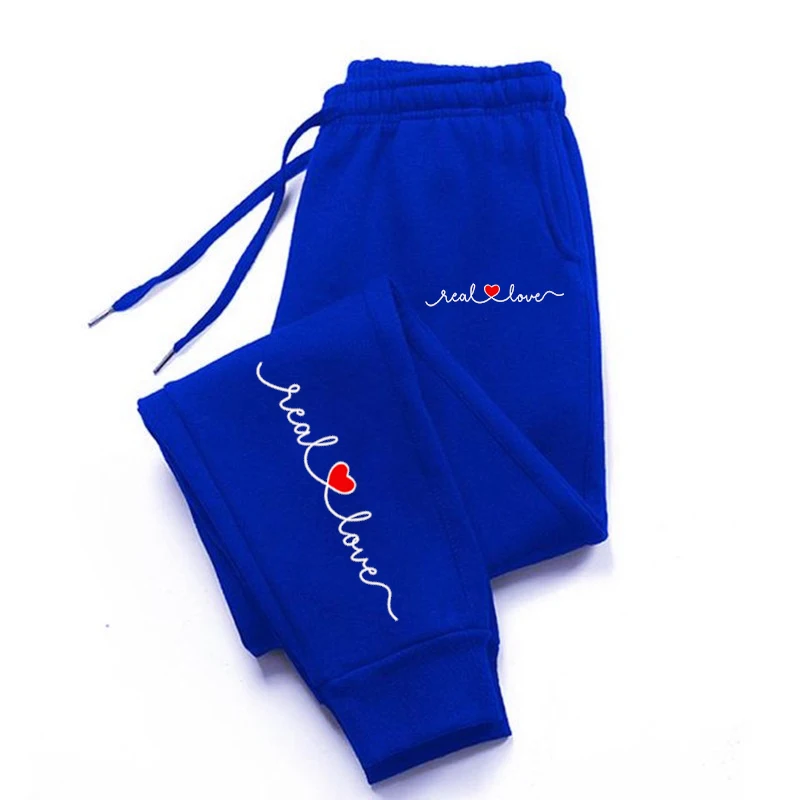

Real Love Letter Prints Sweatpants Famale Warm Sportswear Pocket Jogger Sports Pants Leggings Sweat Baggy Gym Trousers Couple