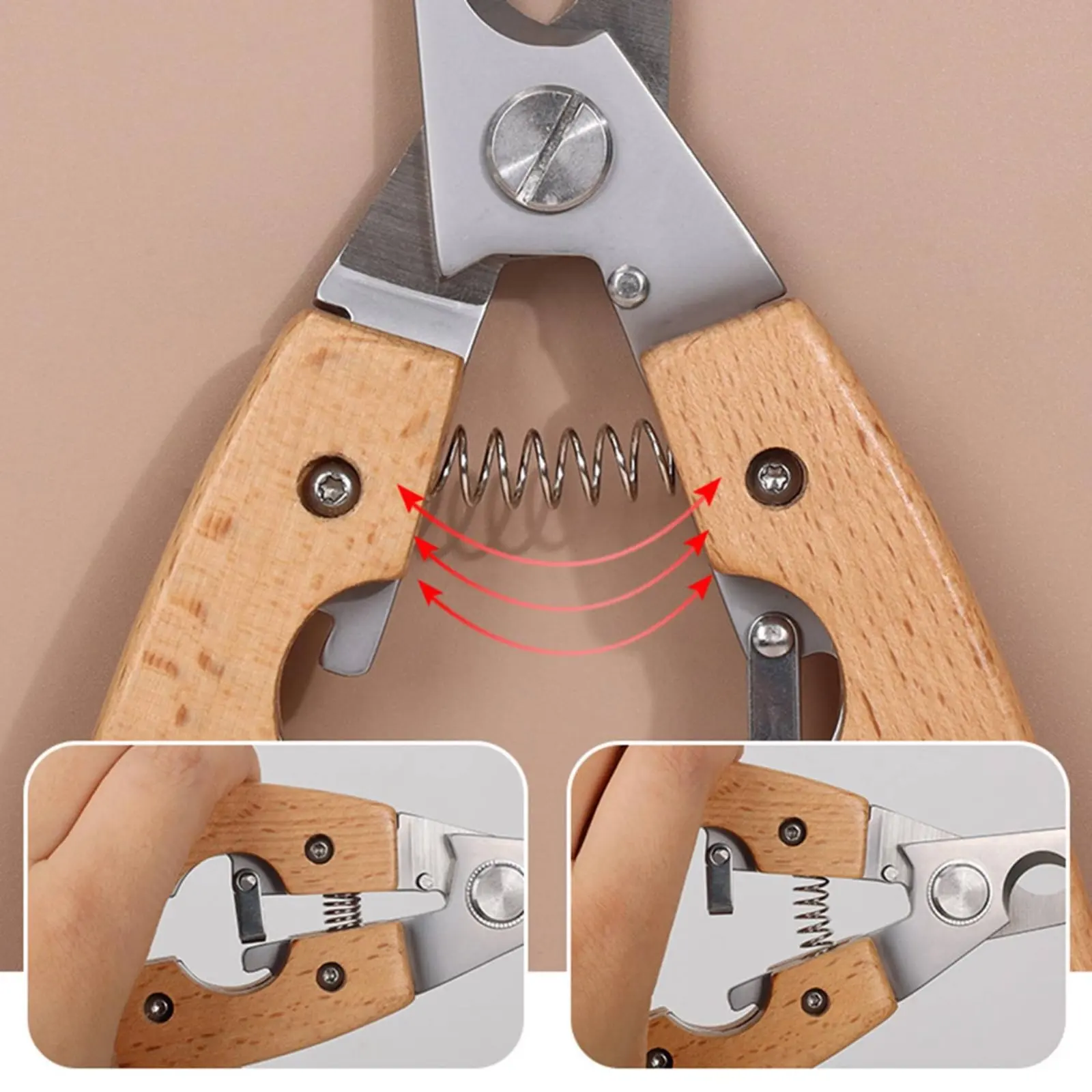

Pet Nail Clippers Stainless Steel Blades Pet Nail Trimmer Cat Claw Trimmer Bamboo Handle Non-Slip Grip for Home