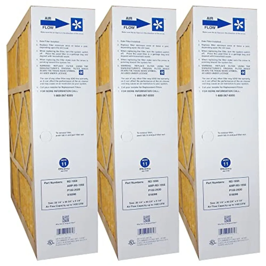

Five Seasons Goodman M2-1056 Furnace Filter 20x20x5 MERV 11 Premium Air Filter for HVAC 3 Pack White