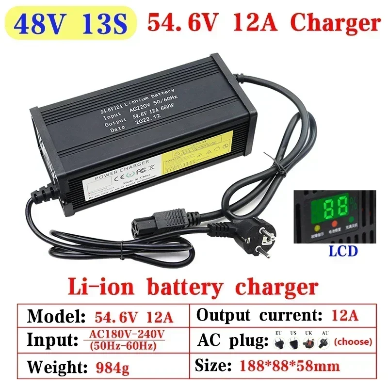 54.6V 67.2V 84V Smart Lithium Battery Fast Charge for 13S 16S 20S 5A 8A 10A 12A 15A 20A Lipo Li-ion Electric Bike Power Tool