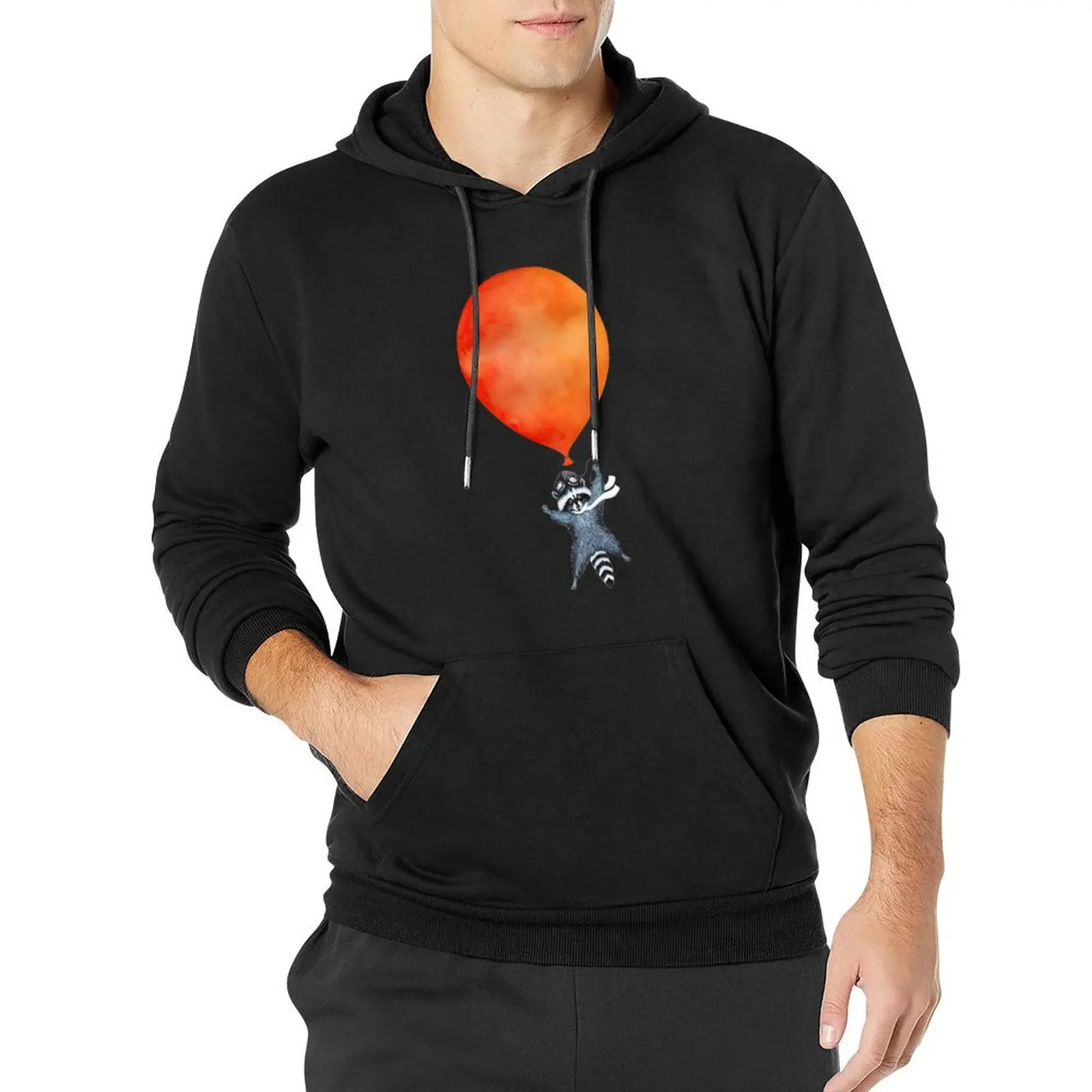 

Raccoon and orange balloon Pullover Hoodie men's sweat-shirt set men's coat autumn clothes mens clothing hoody