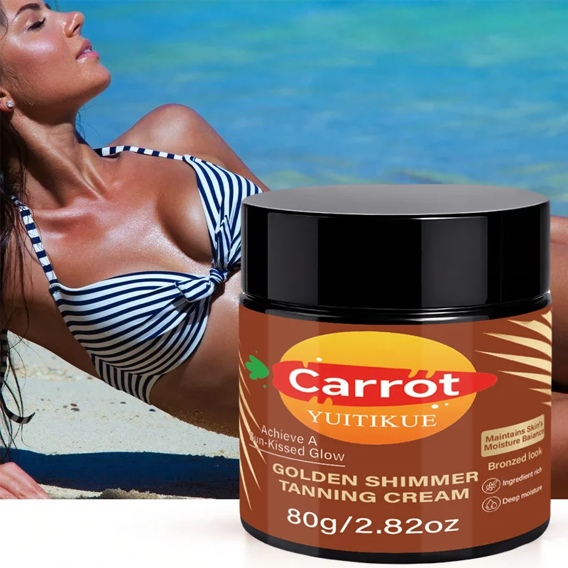 YUITIKUE 80g Carrot Tanning Cream - Golden Shimmer Moisturizing Bronzed Glow Body Skin Care