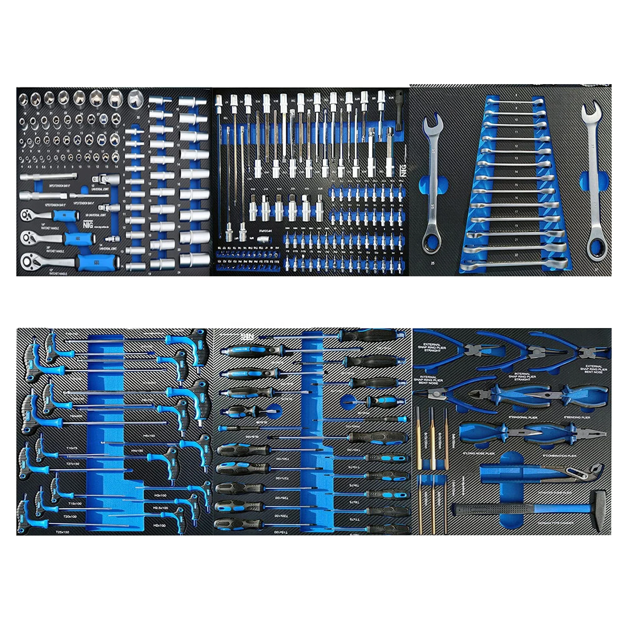 Professional 7 drawers tools box cabinet with 258 pcs tools set