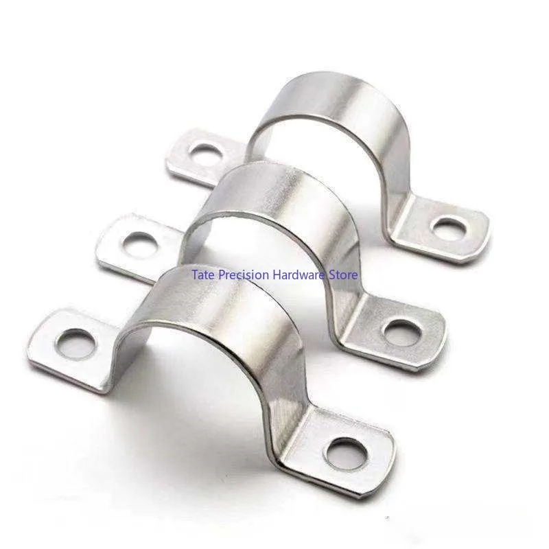 10pcs 304 Stainless Steel Pipe Buckle Thickened Water Pipe Fastener Round Pipe U-shaped Buckle Wall Fastening Tool Hardware