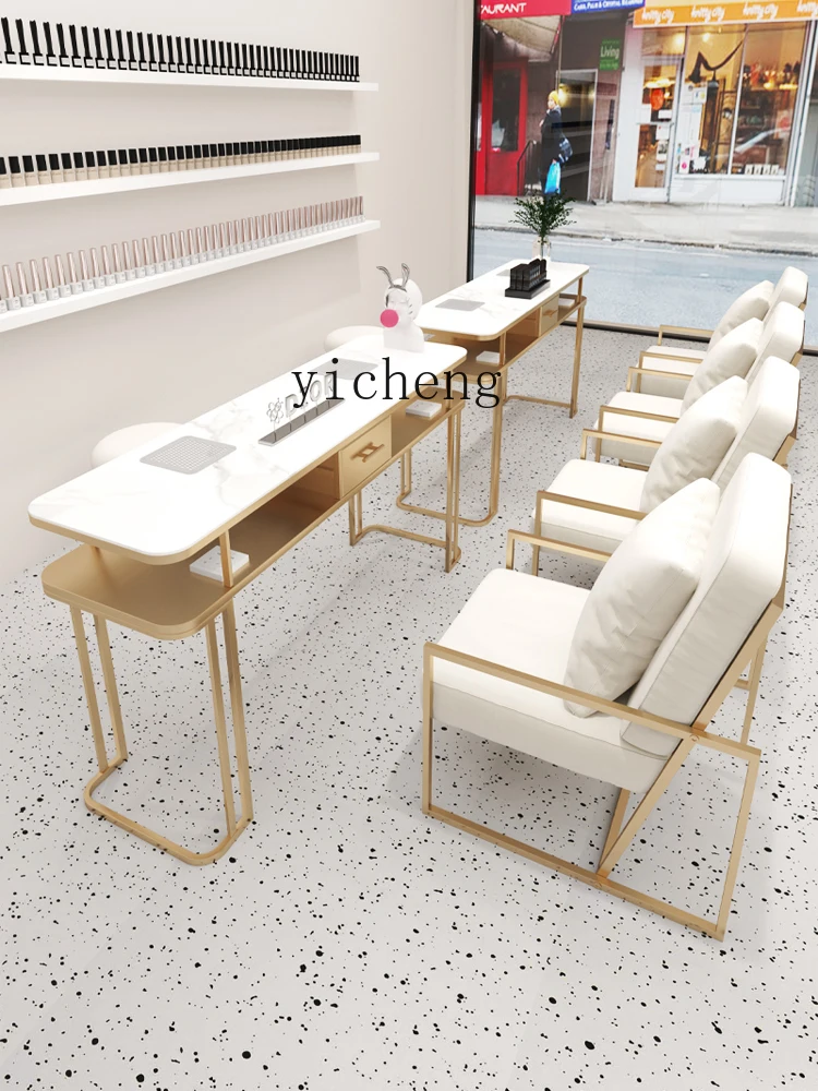 ZK High-Power 4-Generation Vacuum Cleaner Nail Table and Chair Suit Nail Table with Socket Marble