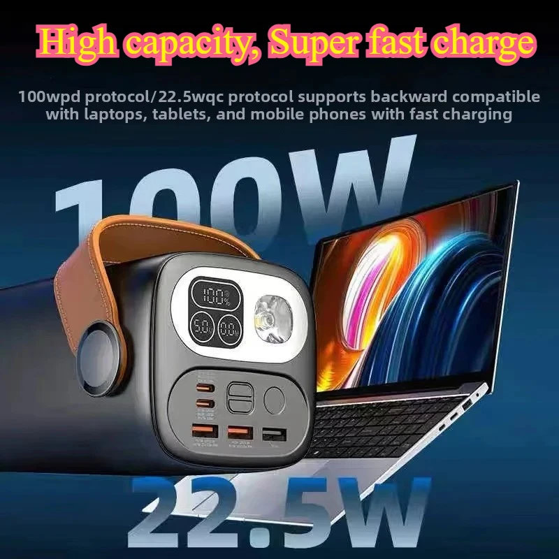 

PD 100W Large Capacity 60000mAh Power Bank For Laptop Portable USB C Fast Charging External Battery For iPhone 16 Samsung Xiaomi