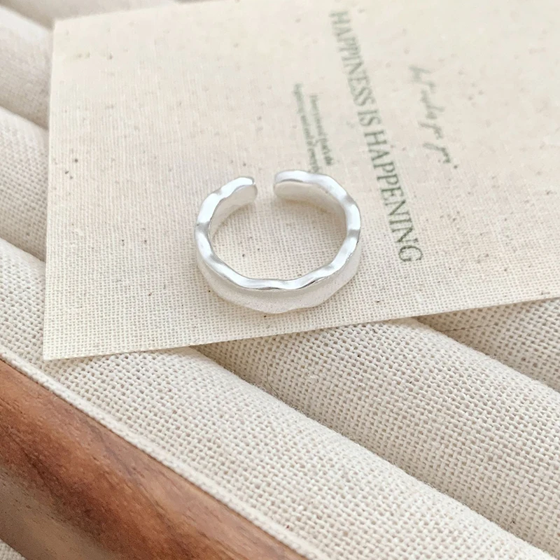 GANPUP Minimalistischer Gebürsteter Verstellbarer Fingerring für Damen, Modischer Silberfarbener Ring, Schmuckgeschenk für Partys – Detail 5