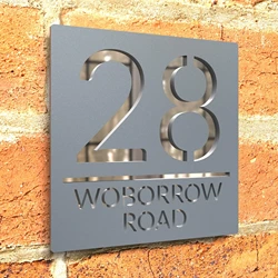 Personalized customized modern 3D floating carving House Name Plate acrylic material outdoor house number street sign